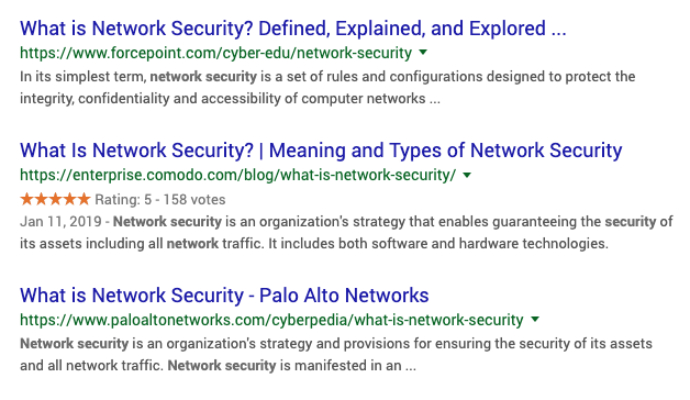 What is Network Security Google Search