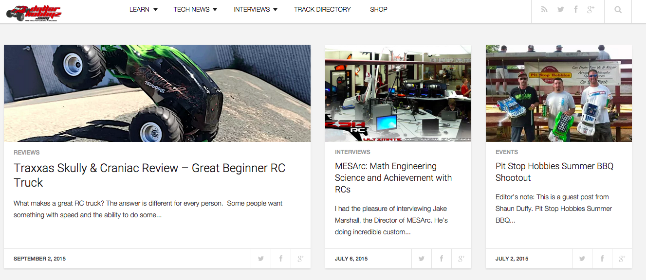 Dollar Hobbyz uses product reviews to get visitors to their blog and people interested in their products. They also have how-to posts and interviews.